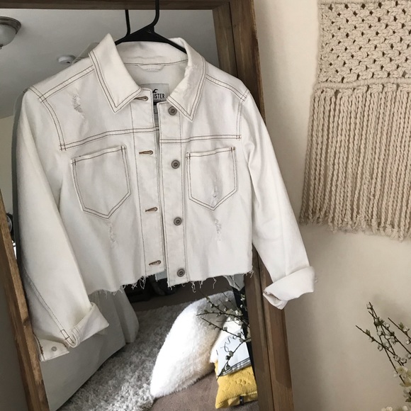 hollister white jean jacket